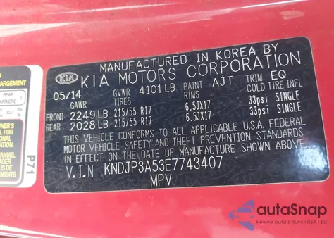 2014 Kia Soul + from USA, damaged, VIN KNDJP3A53E7743407